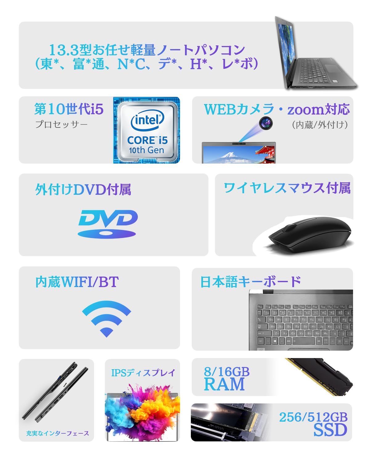 Amazon.co.jp: 【整備済み品】 ノートpc お任せ 13.3型 軽量薄型 