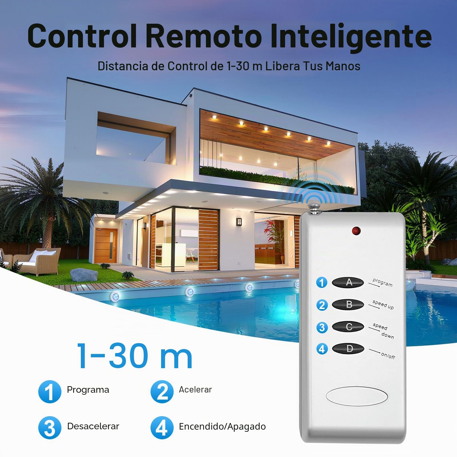 Foco led Piscina RGB Piscinas Lámpara 45W con Mando a Distancia,12V Universal Luces led Piscina IP68 Impermeable Luces Piscina,Foco Piscina Sumergible 7 Colores Diferentes