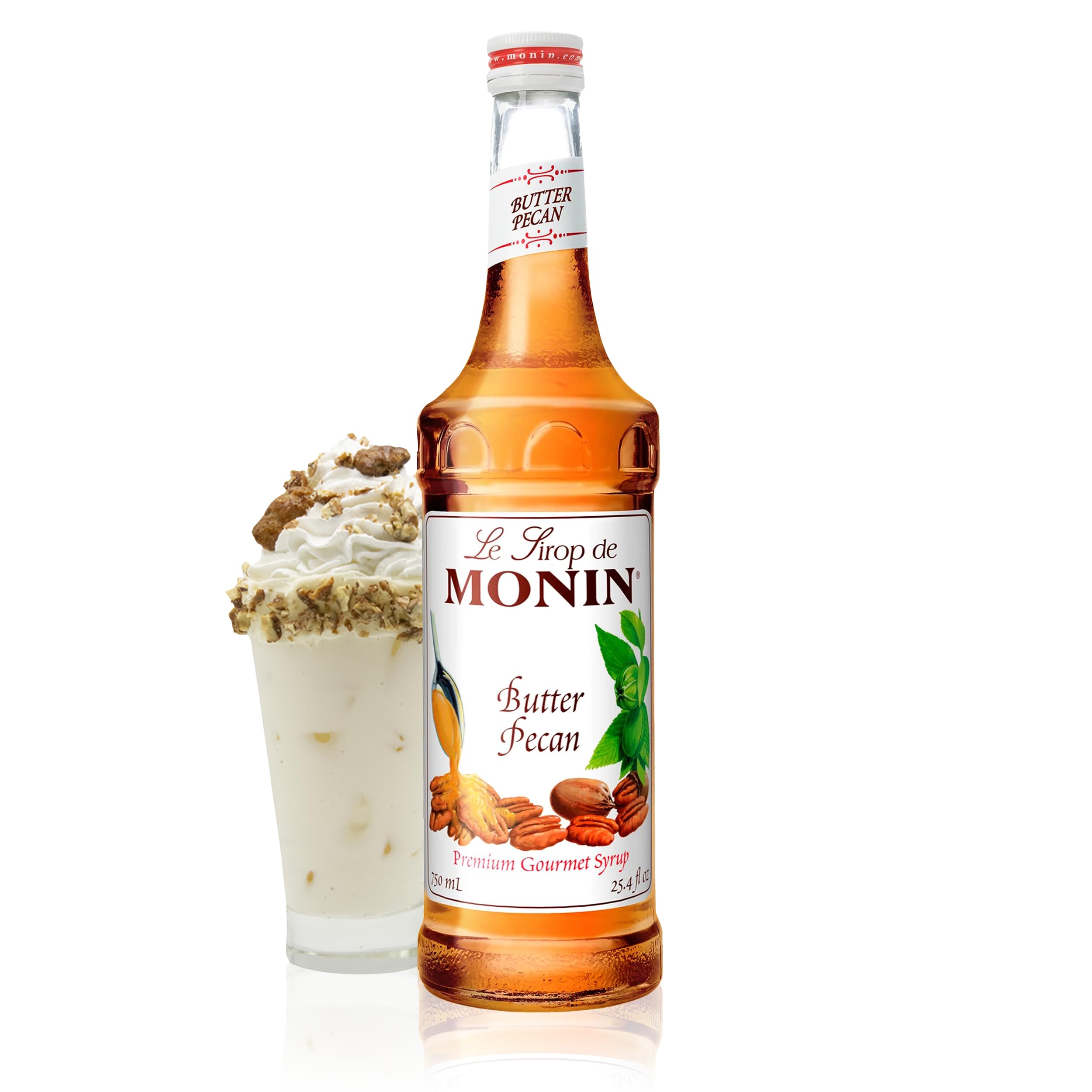 Butter Pecan Syrup, Smooth Flavor of Roasted Nuts and Vanilla, Great for Milkshakes, Mochas, and Coffees, Gluten-Free, Vegan, Non-GMO, Glass Bottle (750 ml)