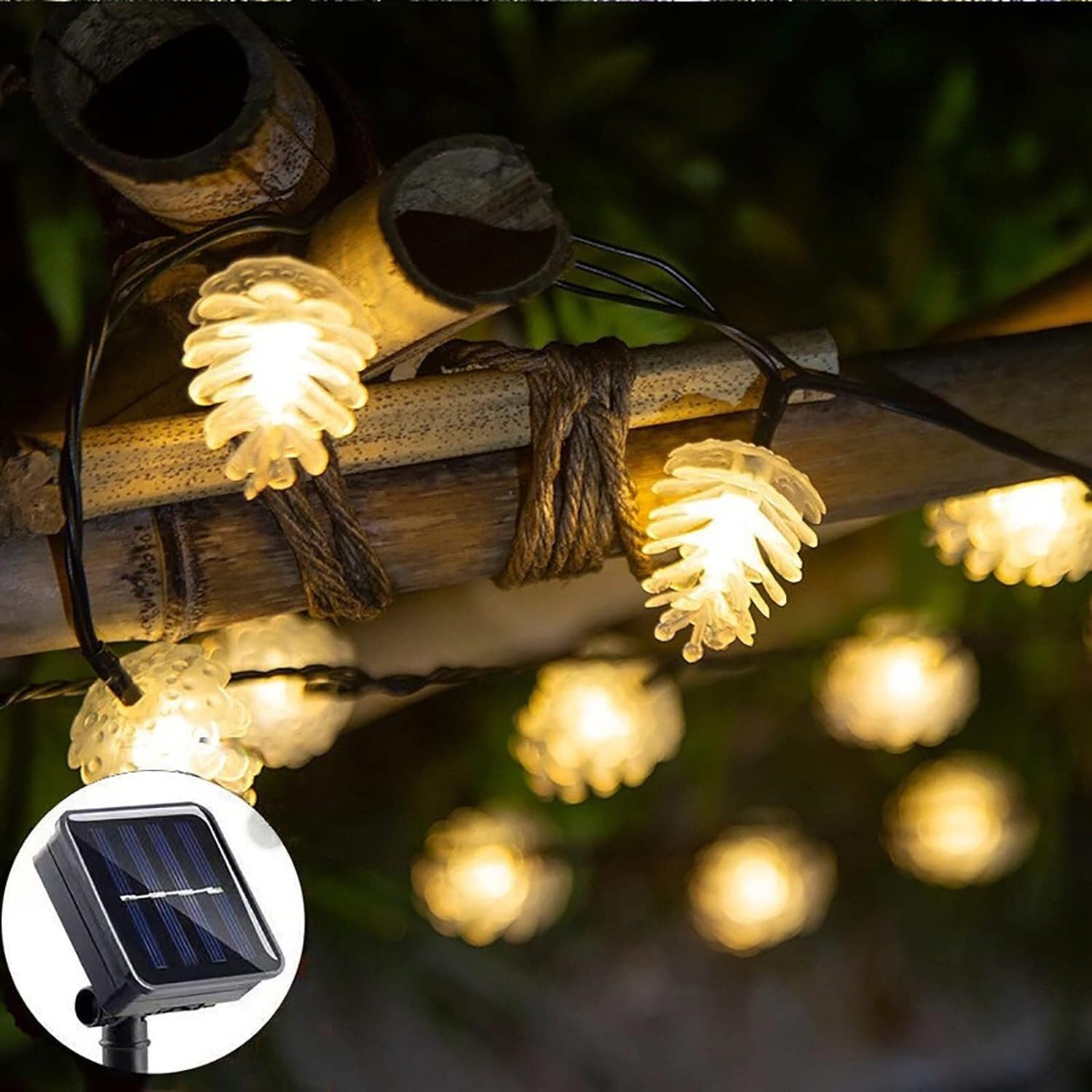Łańcuchy świetlne, światła słoneczne Dekoracja zewnętrzna Oświetlenie girlandowe z 8 trybami, wodoodporne(Warm White,6.5m 30led)
