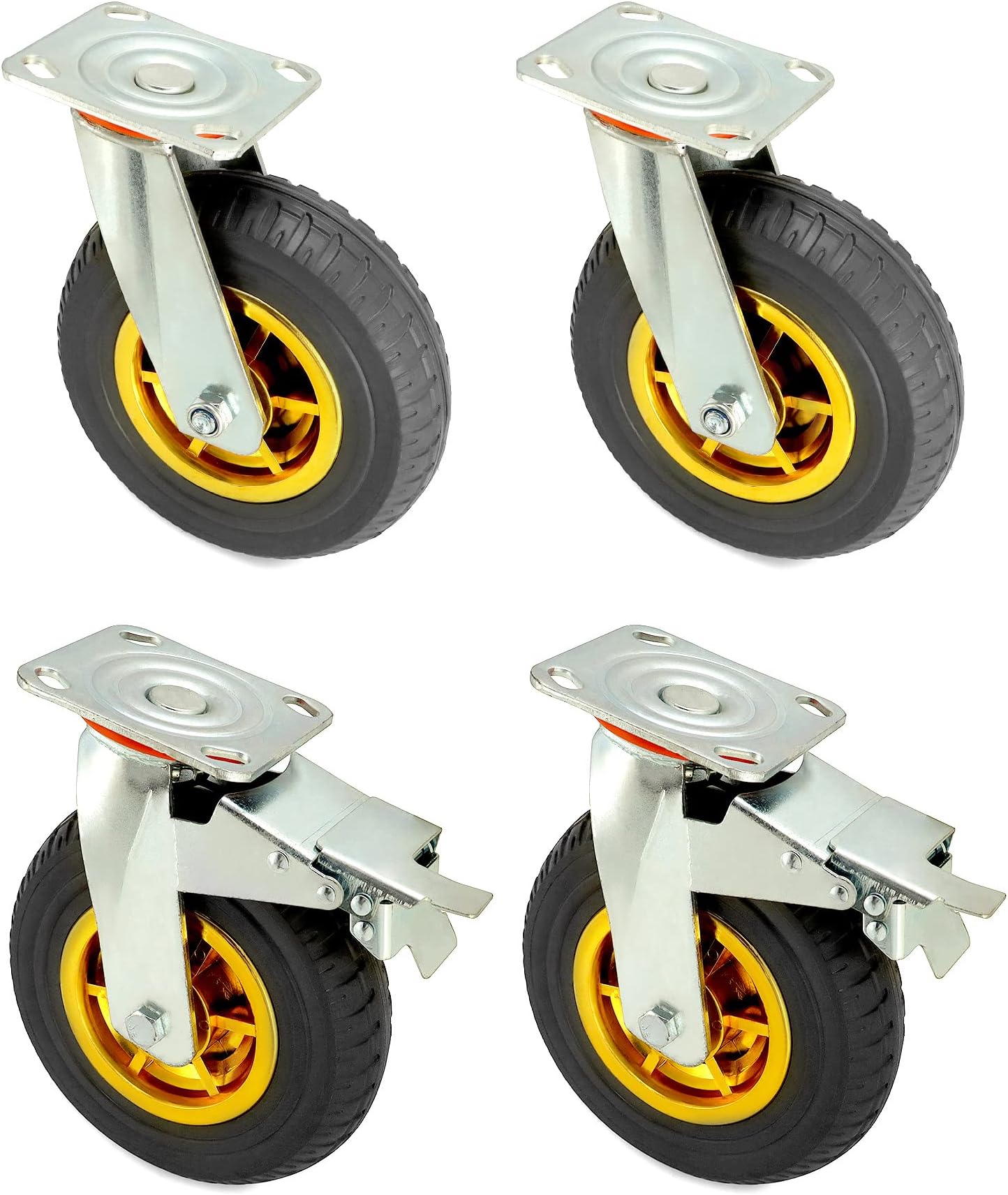 4 Stück: je 480kg Lenkrollen, Schwerlastrollen, PU-Rollenbelag, 01398
