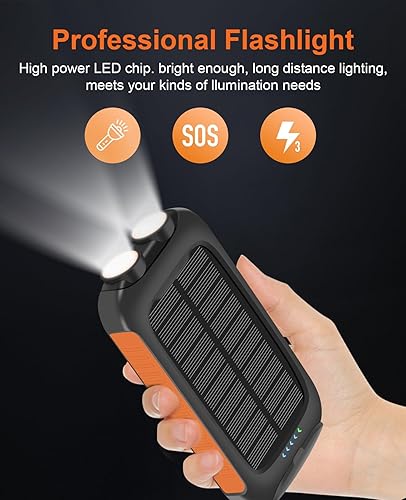Miniatura 4 de Paquete de 2 cargadores solares portátiles de 38800mAh con linternas duales (naranja)