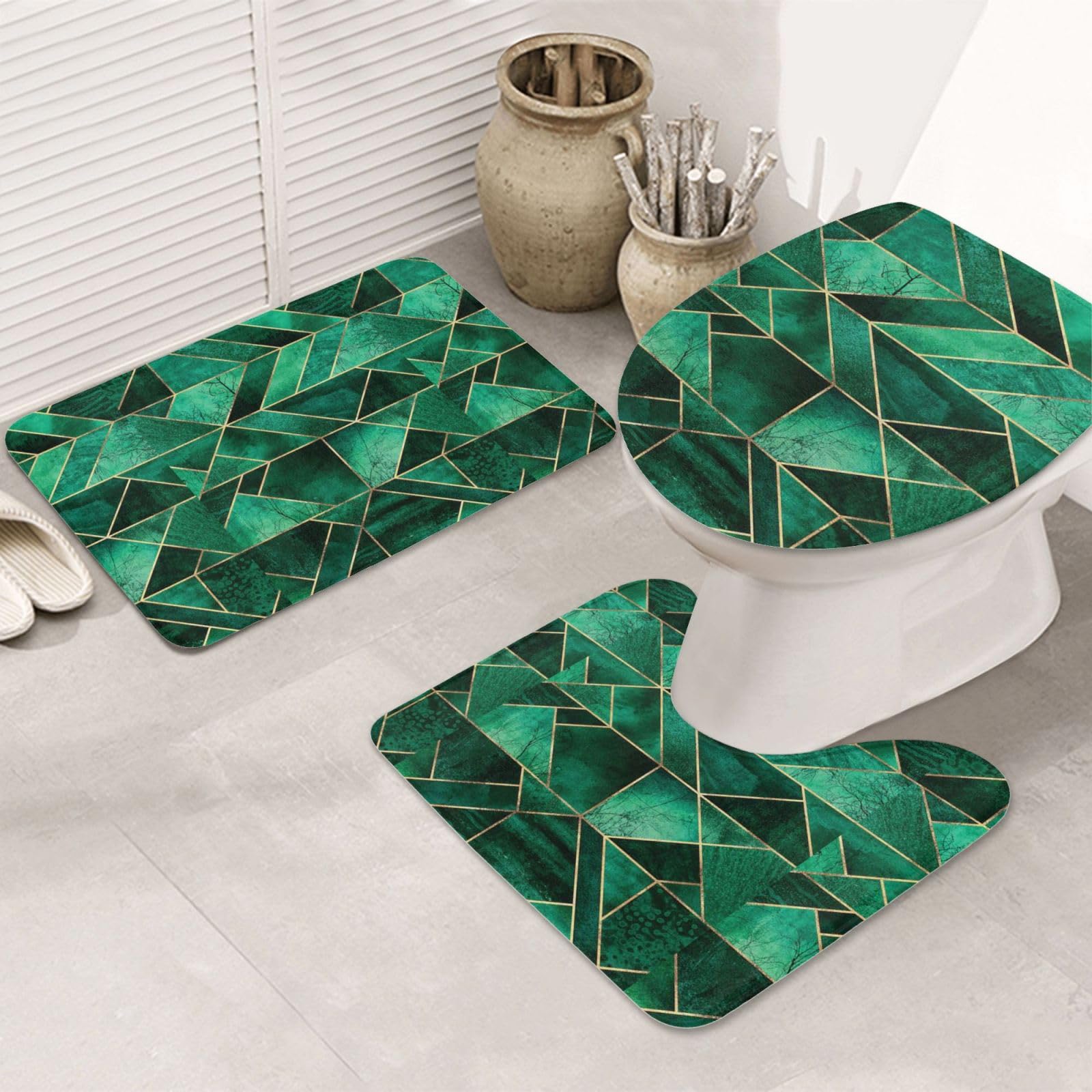 Tapis de bain antidérapant et absorbant vert émeraude pour douche