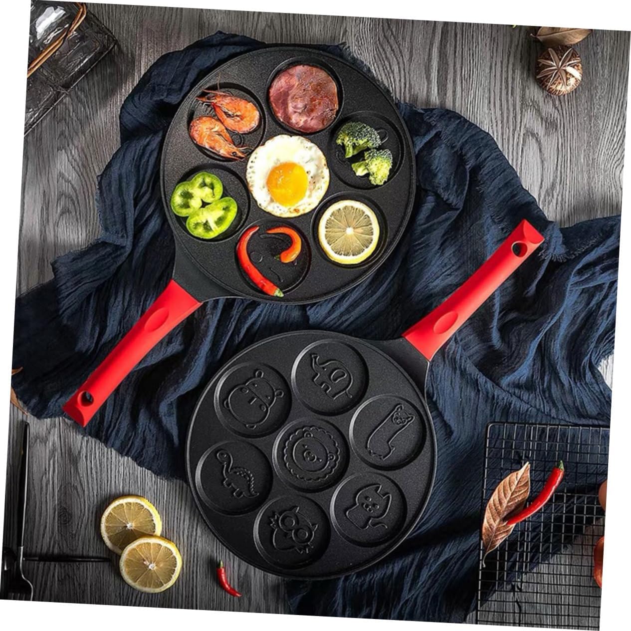 Zerodeko Quality Material Animal Shaped Non-stick Egg Frying Pan Household Waffle Pan Easy Cleaning