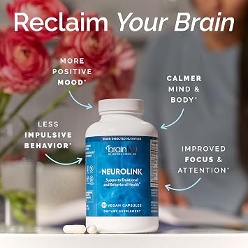 BRAINMD Dr Amen NeuroLink - 180 Capsules - Promotes Optimal Brain Function, Focus & Concentration - Gluten Free - 45 Servings