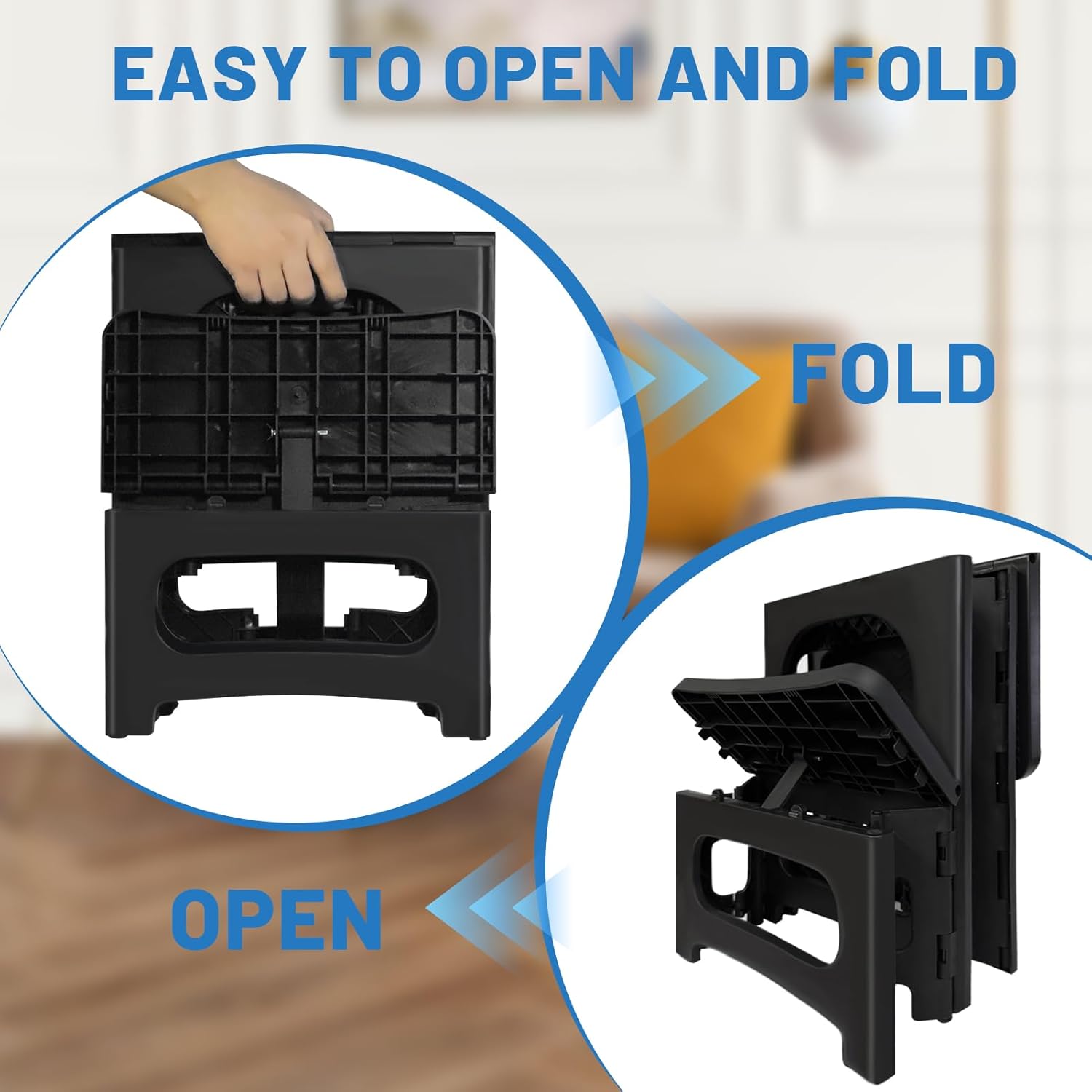 Folding 2 Step Stool, Portable Collapsible Step Stool for Adults and Kids, Non-Slip 2 Step Ladder Supports up to 300lbs, Lightweight Foldable Footstool for Home Kitchen Bathroom Toilet Office