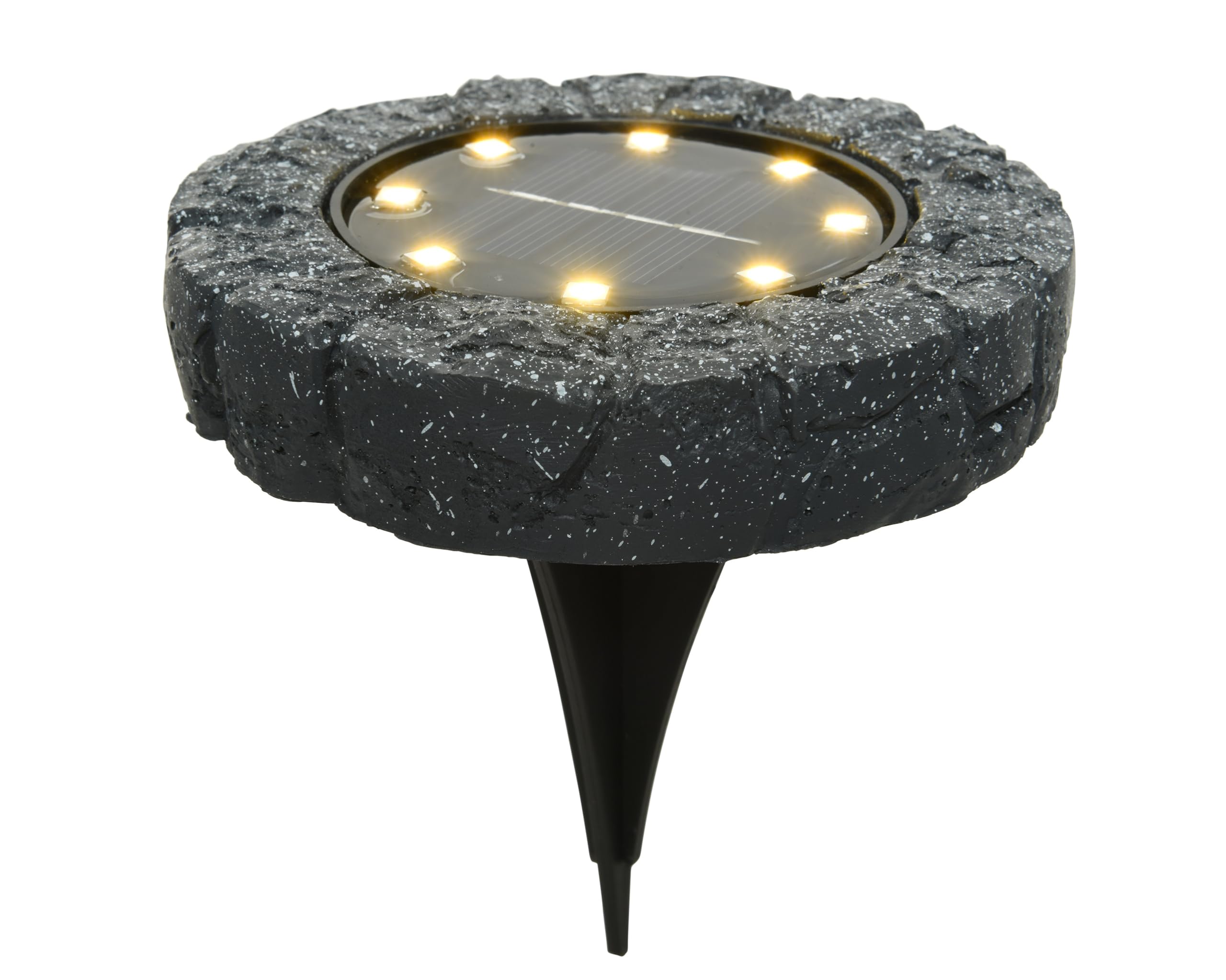 Lumineo Solar Bodenleuchte für außen 11cm 6er Set Polyresin Dauerbetrieb 6h warmweiß - LED Solarleuchte Gartenleuchte Außenleuchte Solarstecker Bodenstrahler - Solarlampen & Gartenbeleuchtung