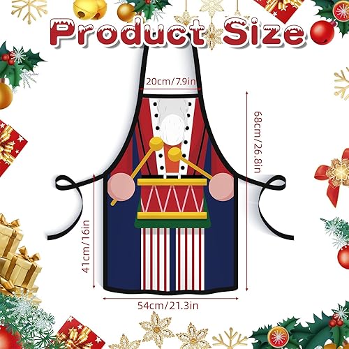 Miniatura 2 de clothmile 4 delantales de cascanueces de Navidad, delantales de cocina de Navidad, delantales de cocina ajustables, para decoración de fiesta de