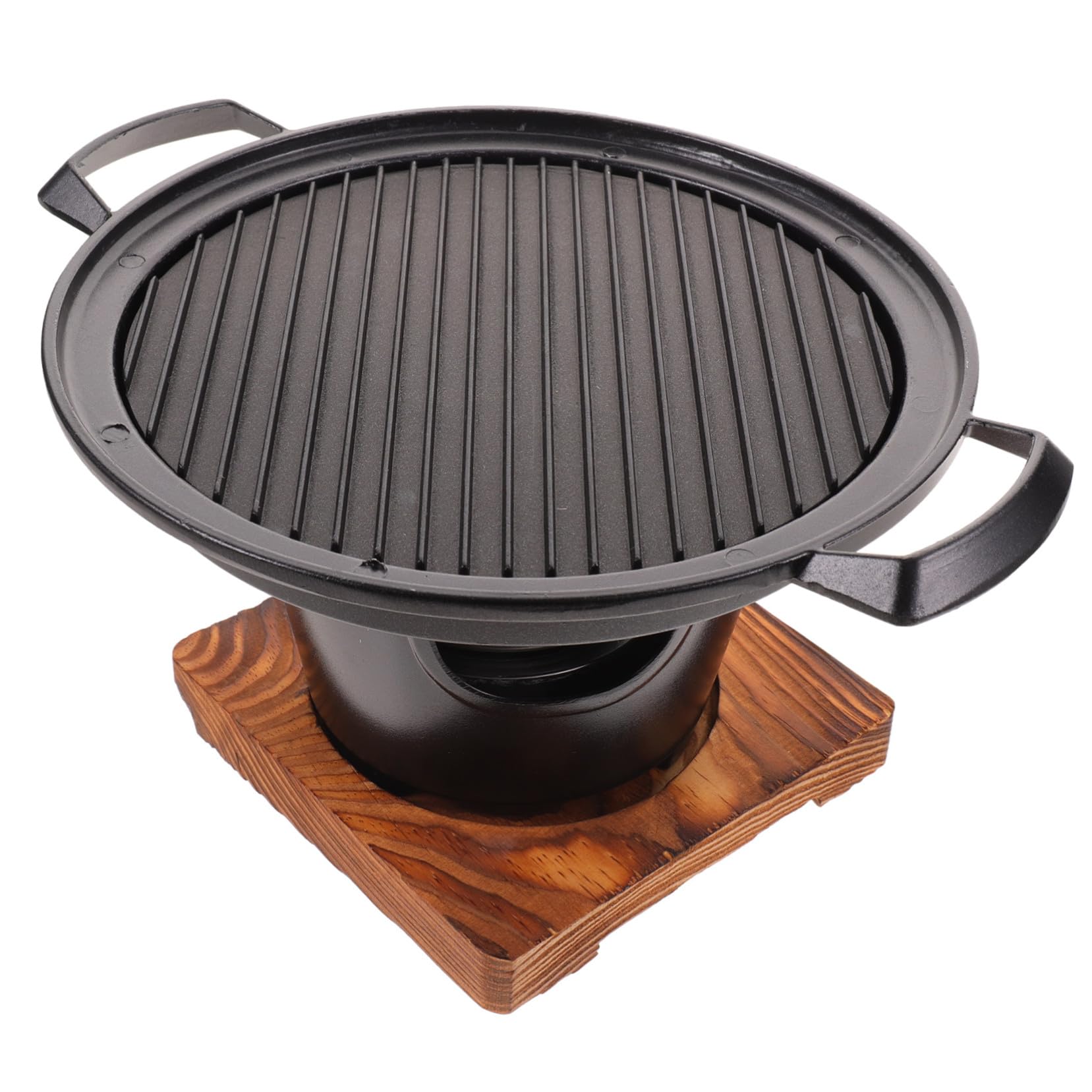 Parrilla de Mesa sin Humo para Barbacoa Doméstica Portátil de Aleación de Aluminio y Madera, Antiadherente y Fácil de Almacenar, Adecuado para Camping y Hogar