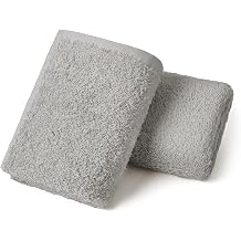 REDKISS 2-Pack Luxury Hand Towels, 16x32 Inch 450G 100% Cotton, Grey Quick-Dry Bathroom & Kitchen Towels, Super Soft and Highly Absorbent