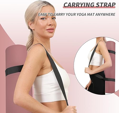 Miniatura 5 de Yoga Mat with Strap,Non-Skid Workout Mat,8mm Thick Yoga Mat,POE Yoga Mats for Women Men Kids,Exercise Mat with Easy-Cinch,72"x24"x0.32 (183x61x0.8cm)