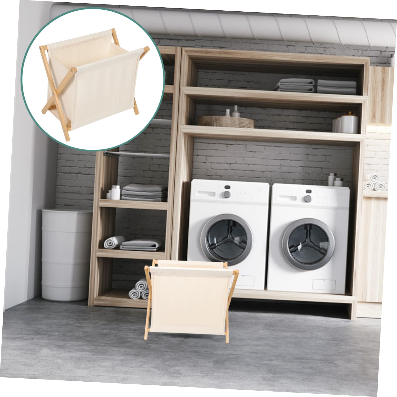 Kinder Wäscheaufbewahrungskorb Faltbar aus Stoff, Beige, Klein