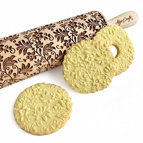 Algis Crafts Floral Wreath Embossing Rolling Pin
