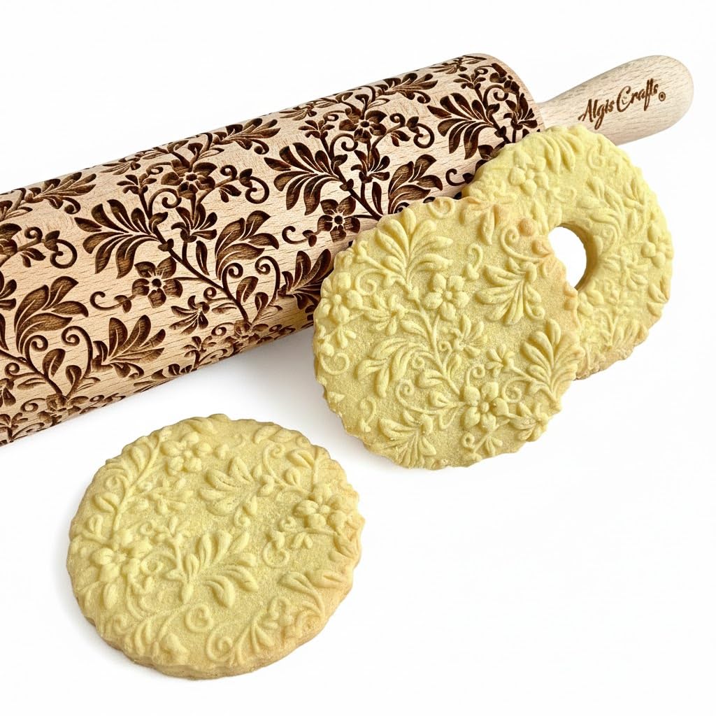 TANZEN BLUMEN Nudelholz. Teigroller mit Blumen für DIY Küche, Teig & Fondant Plätzchen. Gravierte Nudelholz mit Muster von Algis Crafts