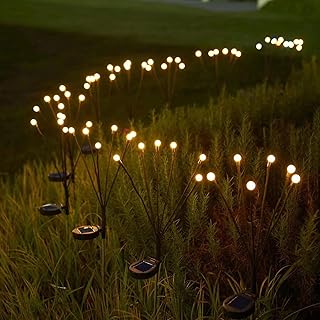 Eacam 2 Packs Solar Lamp 6 Head Solar Swaying Firefly Lamps Intelligent Light Control Outdoor Waterproof Ground Plug Light For Garden Yard Lawn Atmosphere Decoration Solar Lamp