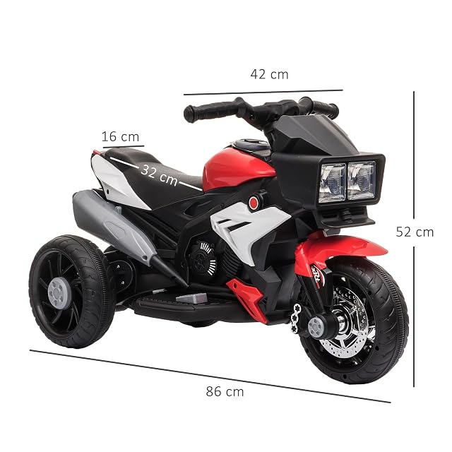 Foto 7 de 8 de HOMCOM Moto Eléctrica para Niños Moto de Batería 6V +3 Años Rojo y Negro