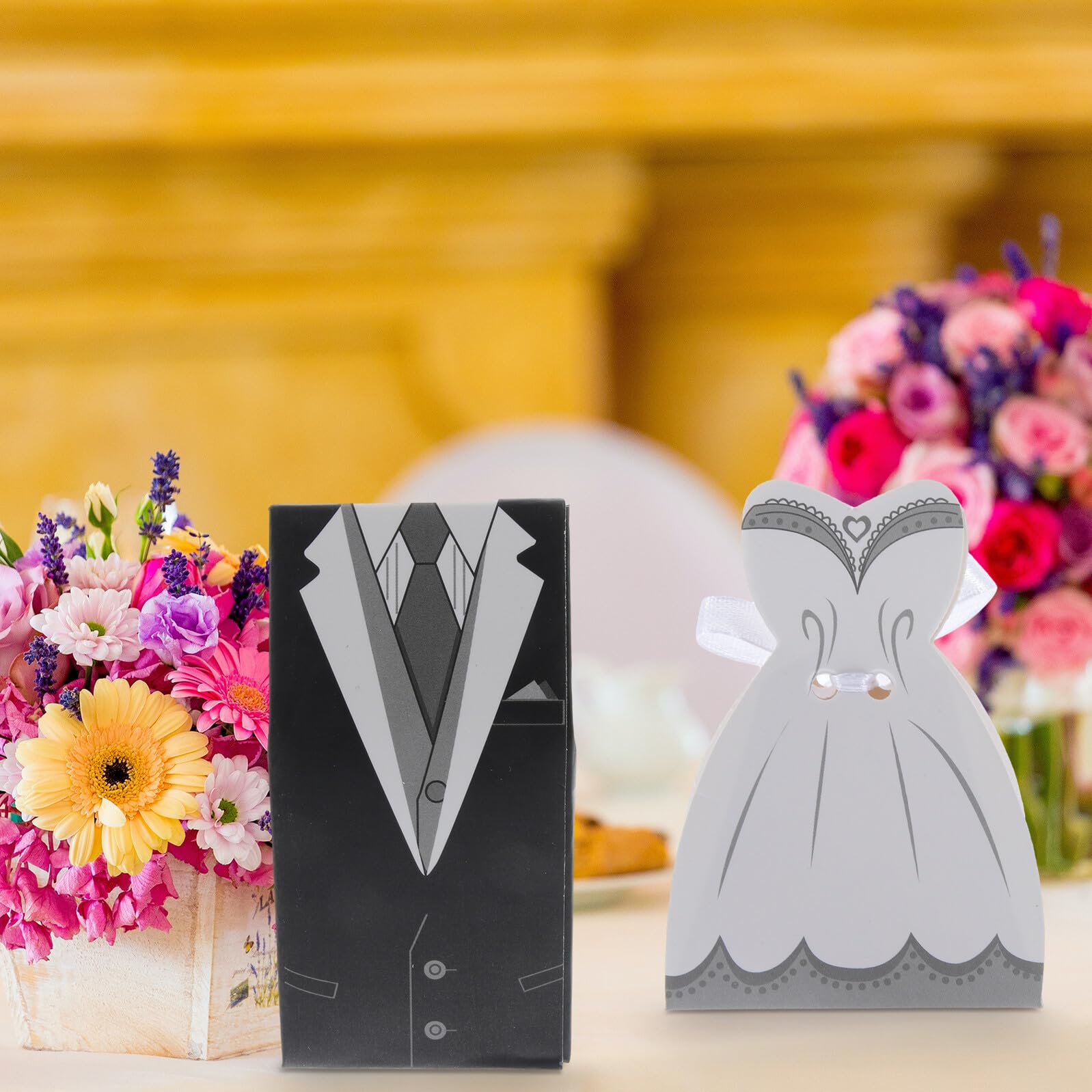 COHEALI 100 Scatole Regalo Matrimonio in Carta Nastrino di Seta, Leggere ed Eleganti, Perfette per Bomboniere e Regali per Ospiti a Feste e Banchetti