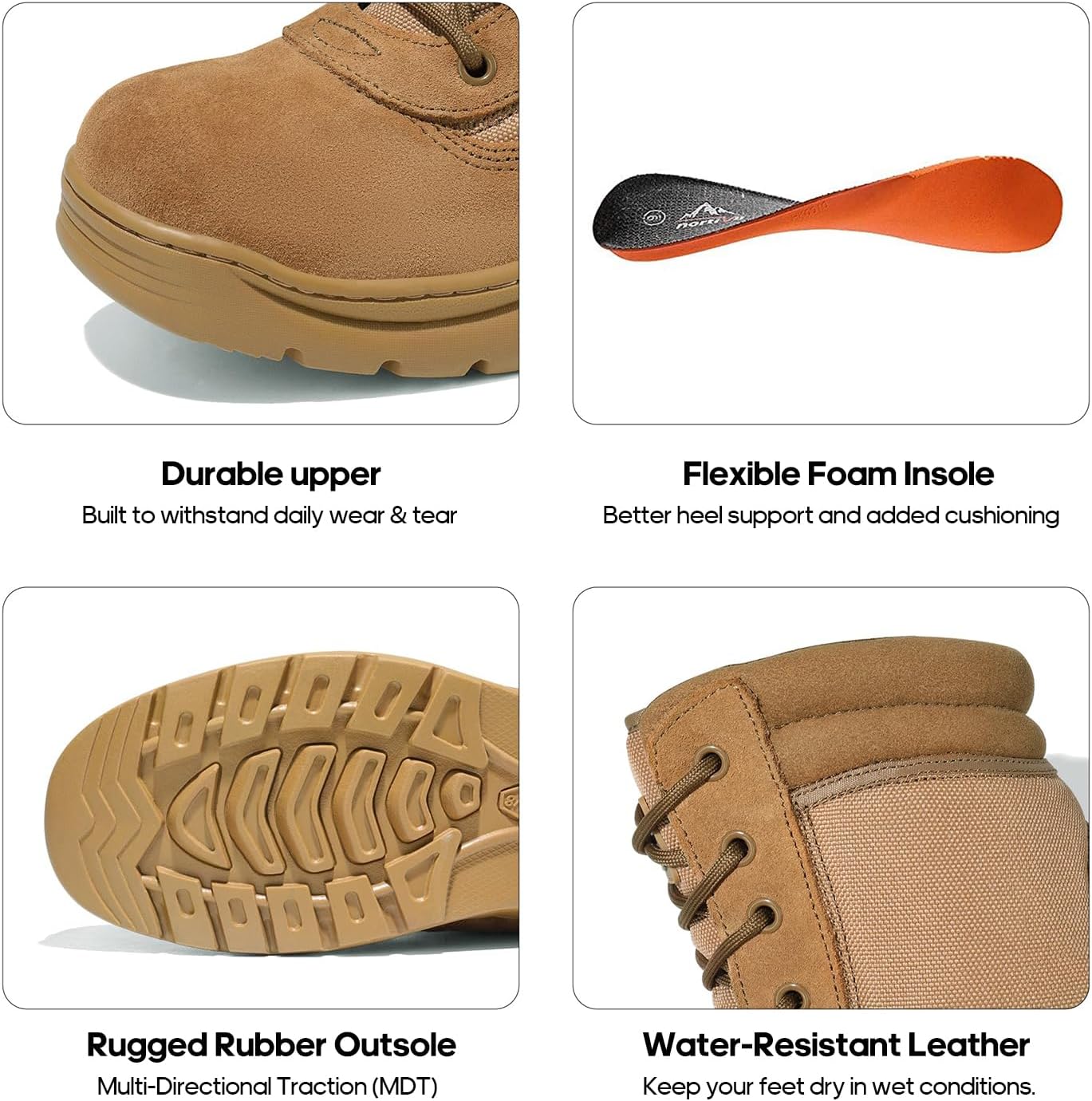 NORTIV 8 Men's Military Tactical Work Boots Side Zipper Leather Motorcycle Combat Boots Trooper - Image 5