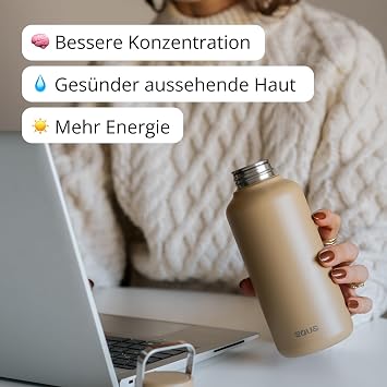 EQUA Timeless Stainless Steel Reusable Water Bottle, 1000ml, Leakproof, BPA Free, Dark