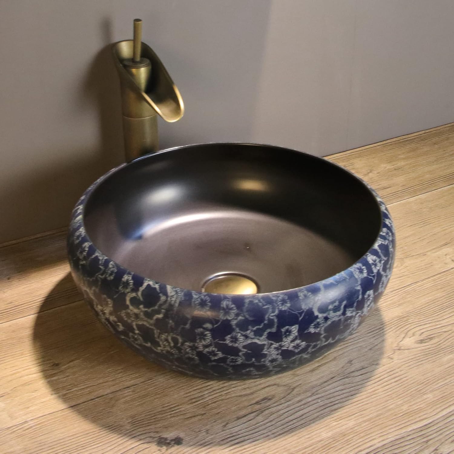 Antique Brass Tall 12" Waterfall Faucet for Bathroom Vessel Sink Cup Shape Single Handle Lavatory Vanity Mixer Bar Tap