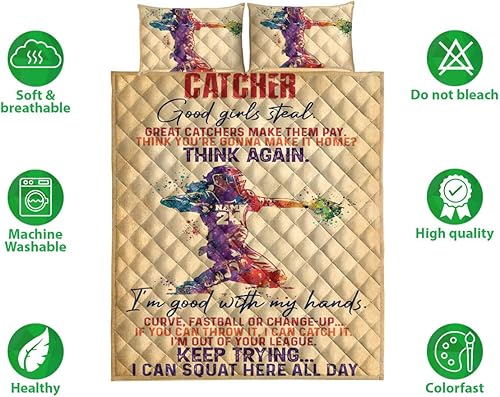 Miniatura 2 de OhaPrints Colcha de softbol personalizada para hija y niña, con número de nombre, manta y fundas de almohada, juego de ropa de cama y funda de