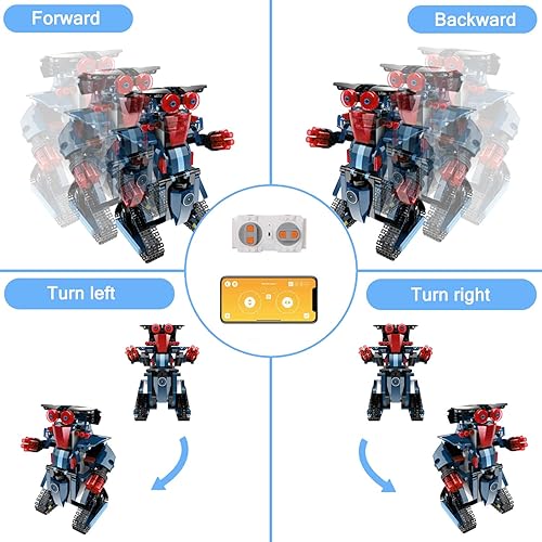 Miniatura 7 de aukfa STEM Bloque de construcción de juguete RC Robot para niños, juguete robótico controlado por aplicación y control remoto para niños y niñas,