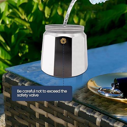 Miniatura 8 de Cafetera italiana de aluminio de 14 tazas de 23.7 fl oz, cafetera italiana, cafetera de café expreso, olla de moca, cafetera greca para estufa