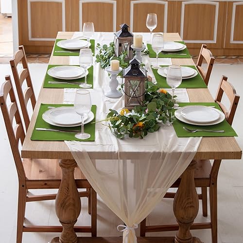 Miniatura 2 de Juego de 8 manteles individuales de tela tipo lino, lavables a máquina, manteles individuales resistentes al calor, sin arrugas, de poliéster