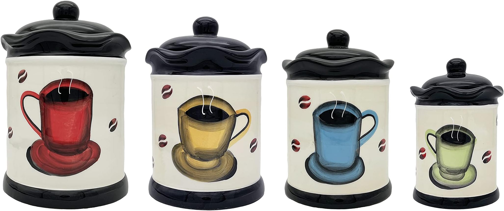 ACK Tuscany Colorful Coffee Bean Collection (4PC Canister Set)