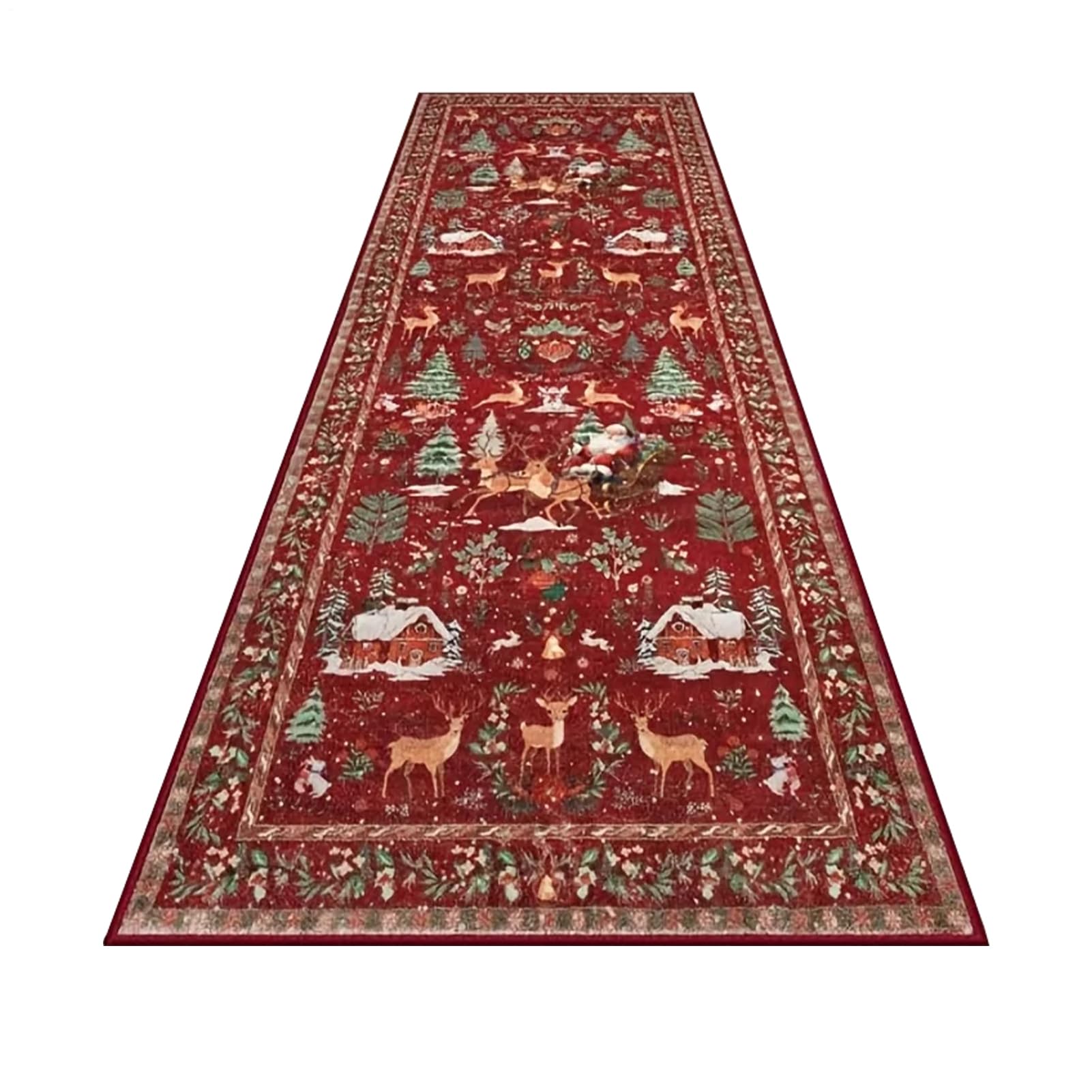 Alfombra de pasillo suave de Papa Noel y muñecos de nieve para comedor y baño