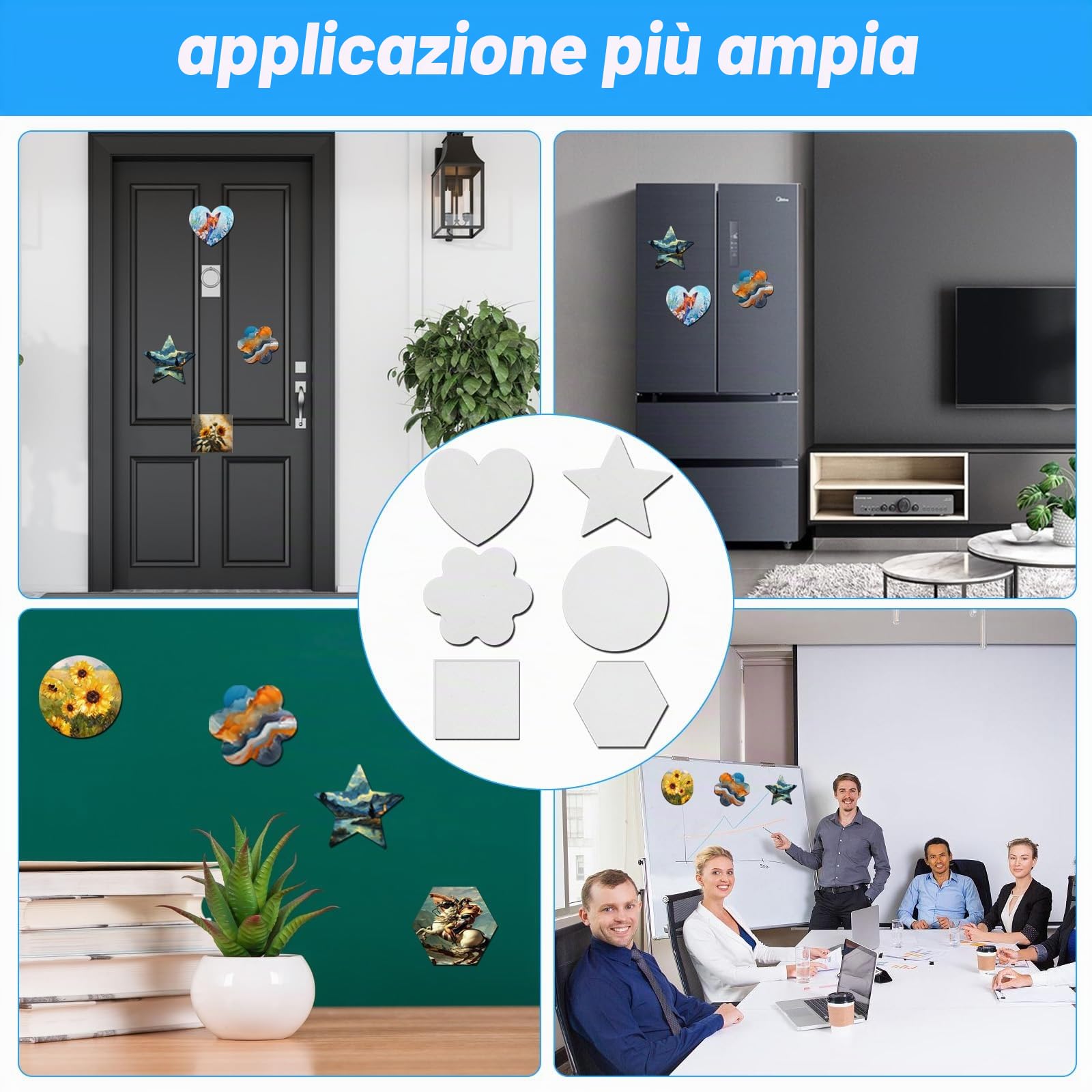 Pannello magnetico per pittura esagonale, cerchio, quadrato, amore, fiori - 18 pezzi