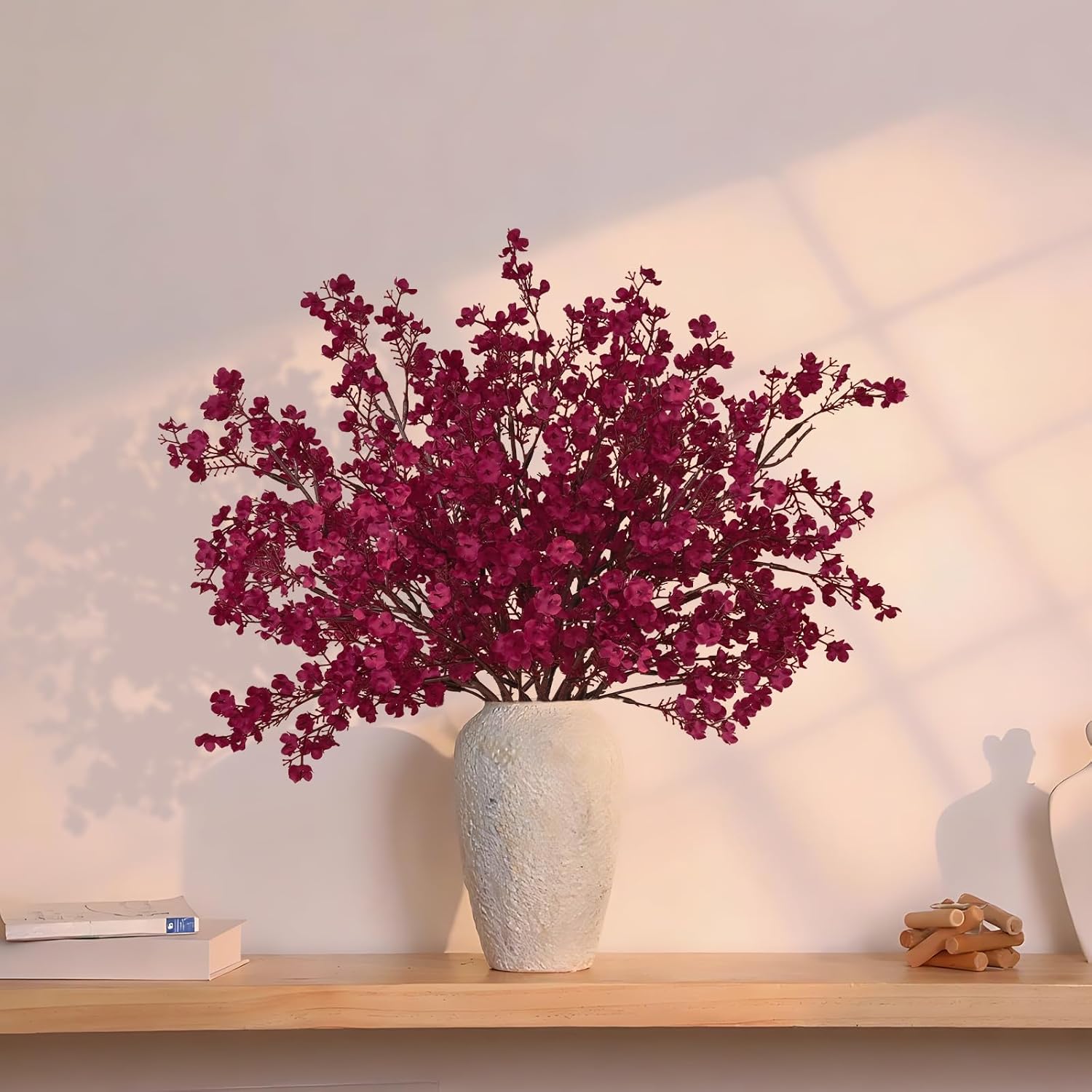 Yastouay Fake Fall Flowers Real Touch Silk Flowers, 10Pcs Fall Burgundy Artificial Flowers for Decorations, Babys Breath Artificial Flowers Bulk for Thanksgiving Fall Decor Floral Arrangement - Image 4