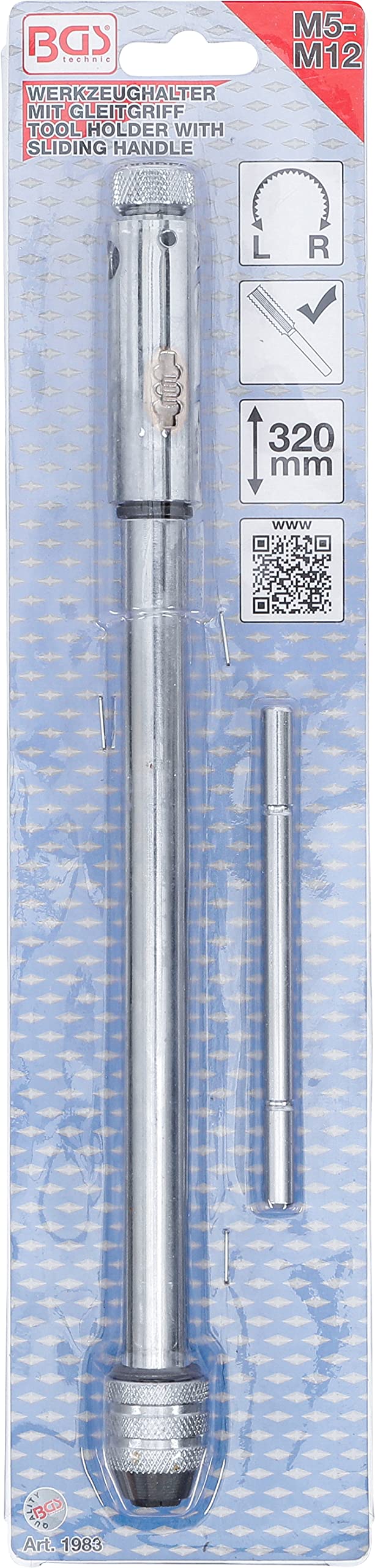 BGS 1983 | Portaherramientas con mango corredizo para macho | M5 - M12 | 320 mm