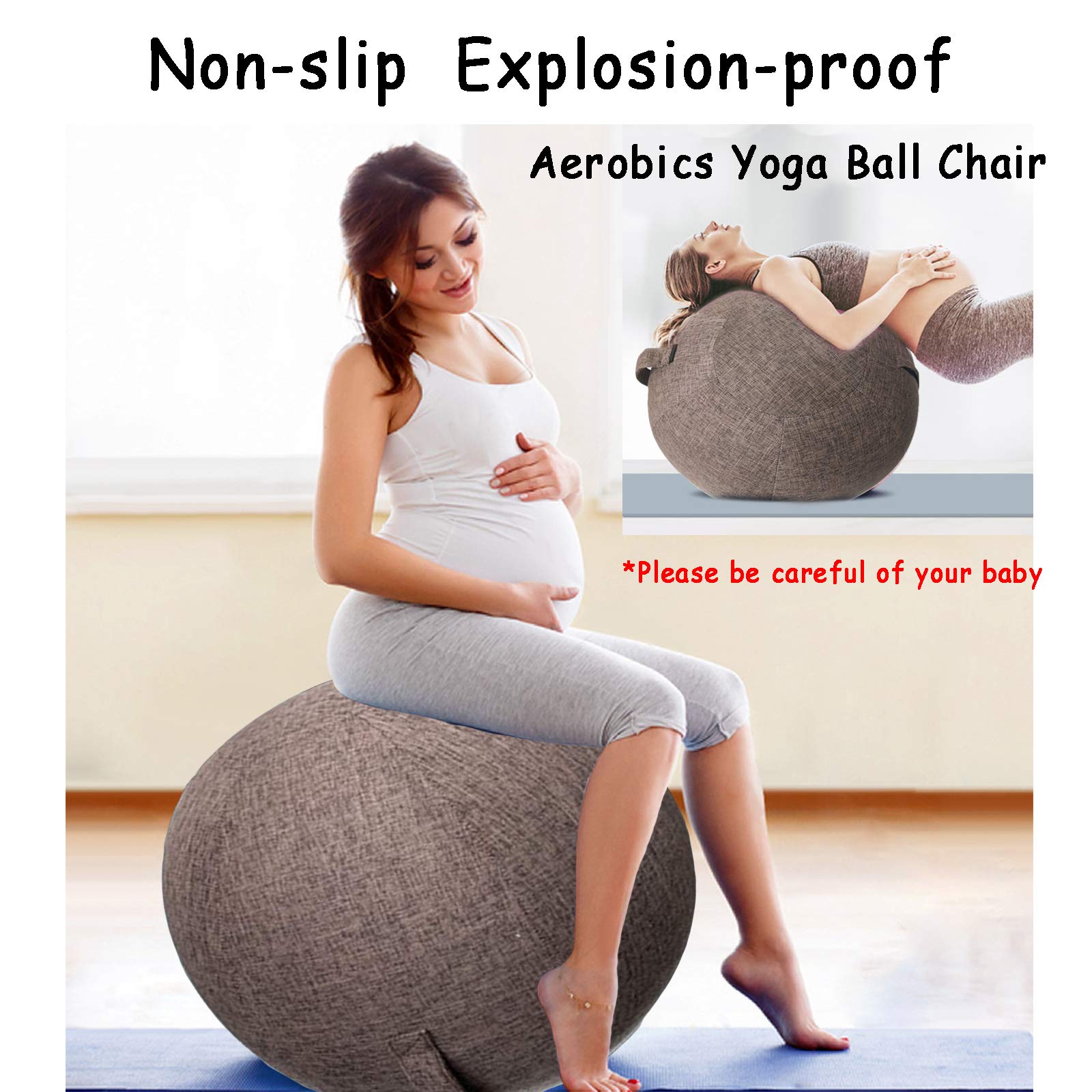 Palla Fitness 65cm Fitball Sedia Palla Ufficio Palla da Seduta Resistente Copertura per Gravidanza/Pilates /Sedia Yoga / Addominali (75CM,Castano)