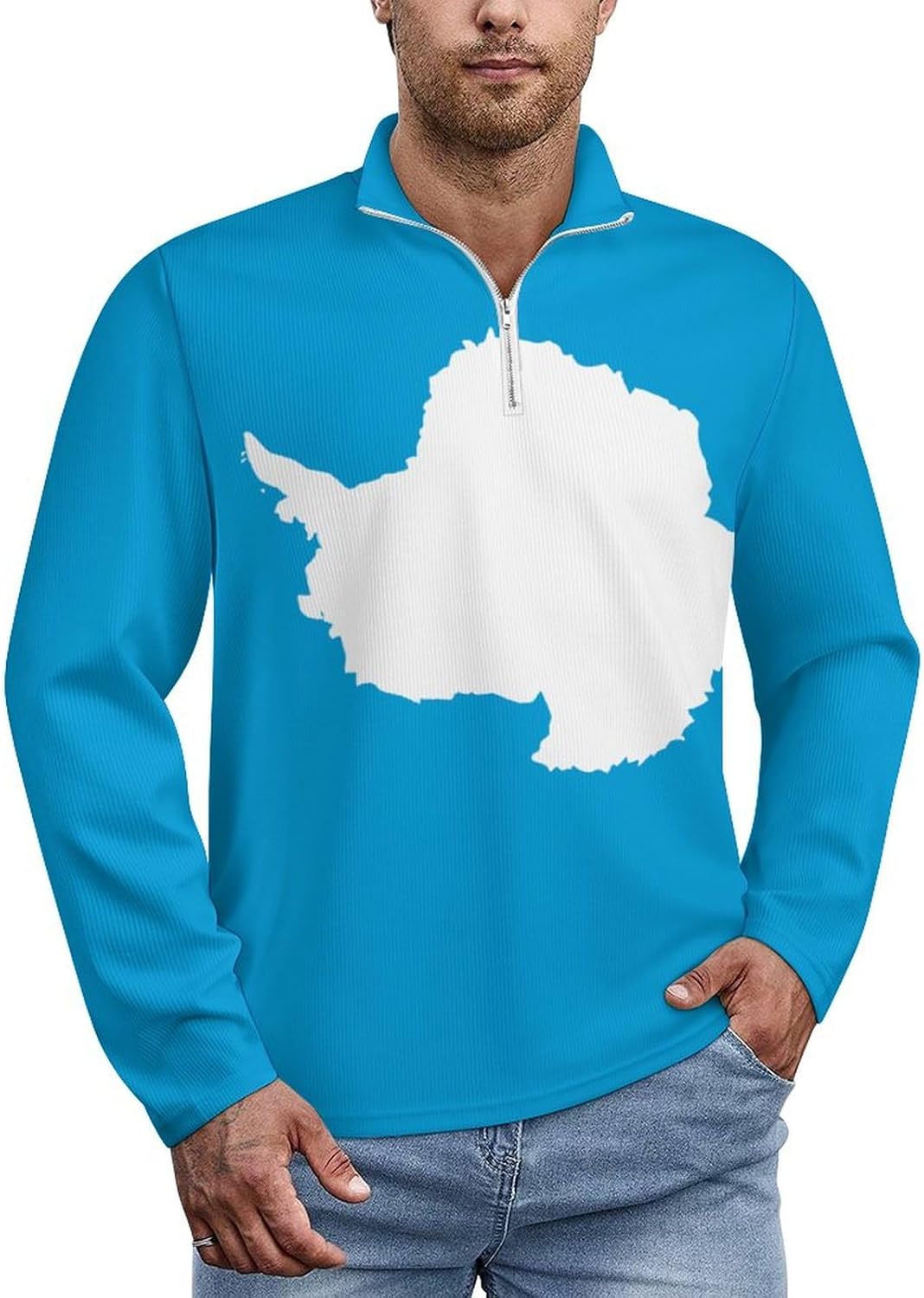 Zakqeik Men's Business Sweaters Zipper Sweater Pullover Polo-Shirt Argentina Flag Sweaters Fall Winter Warm Sweatshirts