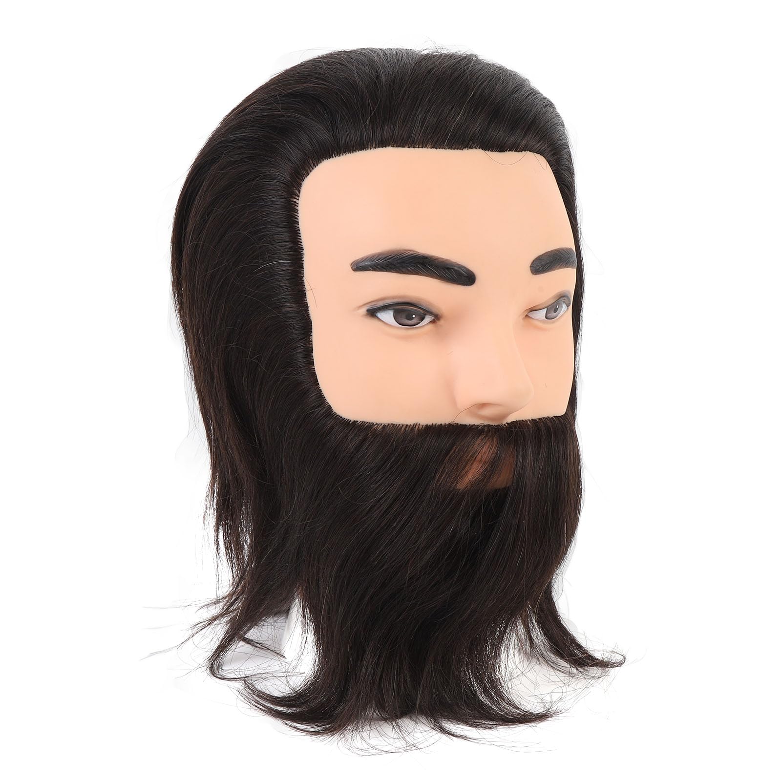 Männlicher Schaufensterkopf mit Bart, Friseur-Übungskopf für das Training im Haarstyling, realistischer Friseur‑Trainingskopf aus Harz/PVC mit natürlichen Gesichtsbehaarung für