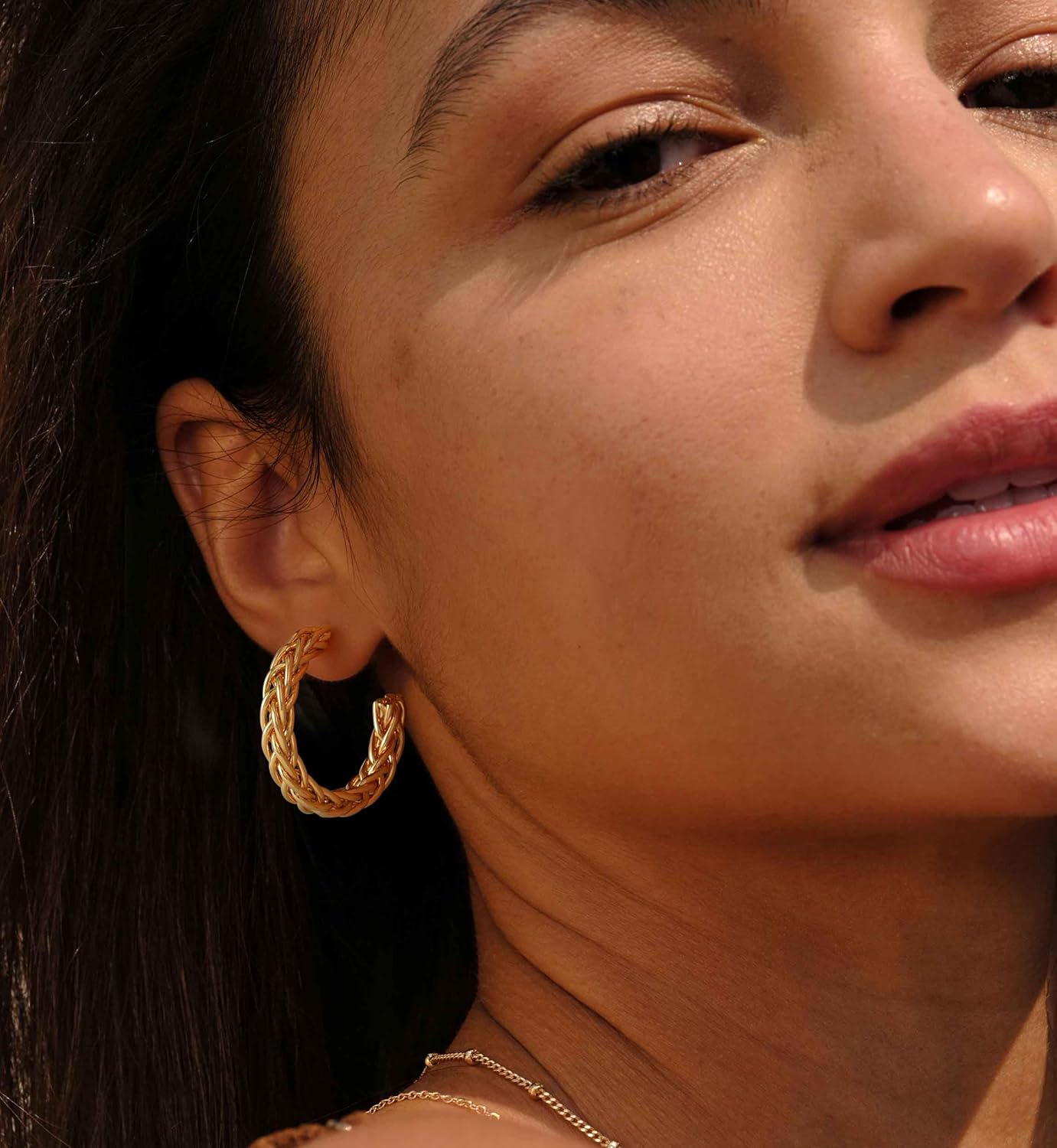 VACRONA Gold Hoop Earrings for Women 14K Gold Plated S925 Sterling Silver Post Open Hoops Twisted Split Rope Hypoallergenic Everyday Jewelry Gifts - Image 2