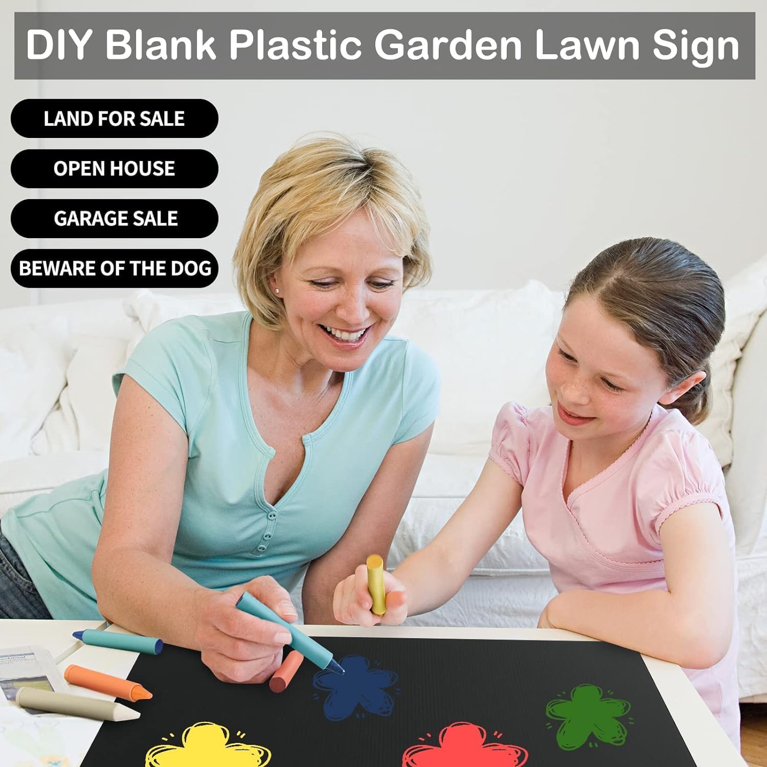 10-Pack 18x12 Inch Blank Yard Signs with Stakes - Waterproof Corrugated Plastic for Garage Sales, Gardens, Commercials & Parks (Black)