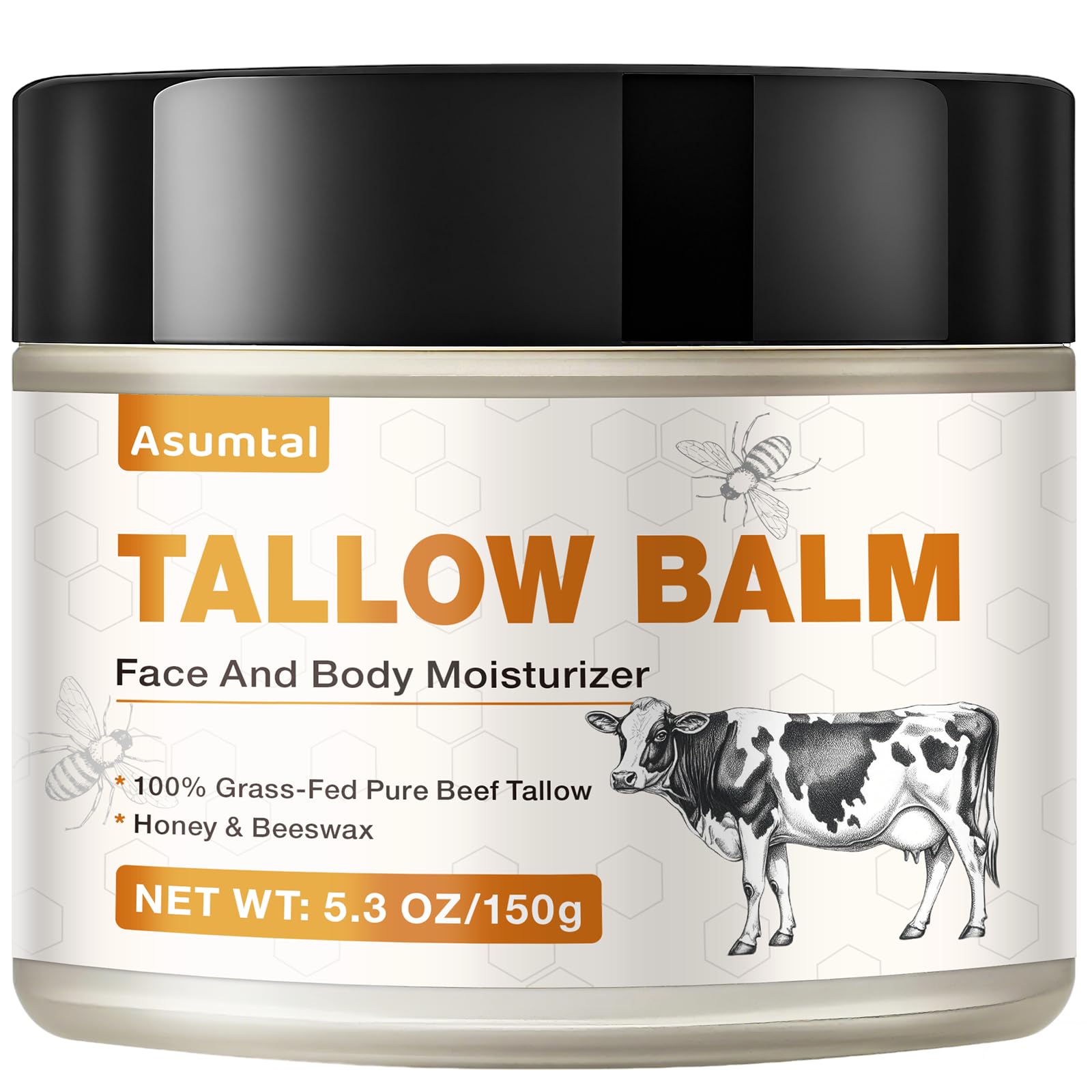 Asumtal Tallow and Honey Balm - Beef Tallow for Face & Skin Moisturizer, Deep Hydration for Dry & Sensitive Skin, Multi-Use Hydration for Night Cream