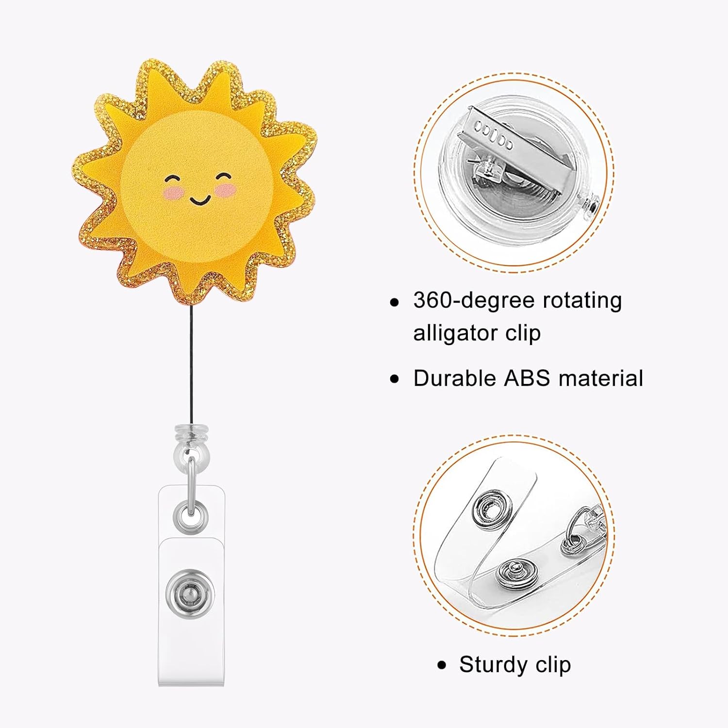 Celokiy Sun Badge Reel Retractable for Nurse, Teacher, Student, Coworker Gift - Image 2