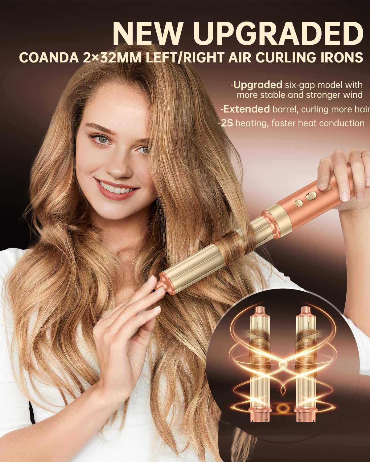 webeauty Doble Voltaje 7 in 1 Secador Pelo Nueva Actualización,110,000RPM/Min,30M/S,1400W Secador con Cepillo de Aire,Plancha de Aire, Difusor,Rizadores de Aire,500 Millones de Iones Negativos