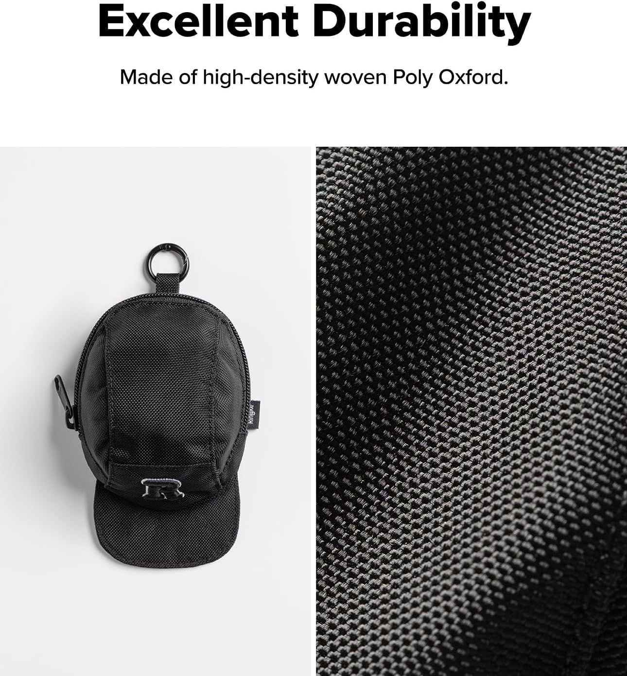 Ringke Mini Pouch Cap with Carabiner, Small Bag for Universal Wireless Ear Buds, Durable Waterproof Keychain Accessories Compatible with AirPods Pro 3rd Generation and AirPods 4 Case - Black