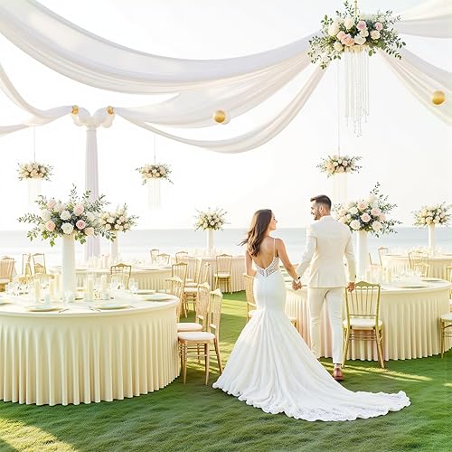 Miniatura 78 de Mantel redondo de 60 pulgadas blanco con borde elástico – Mantel ajustado sin arrugas y lavable para mesa redonda de 5 pies, mantel reutilizable