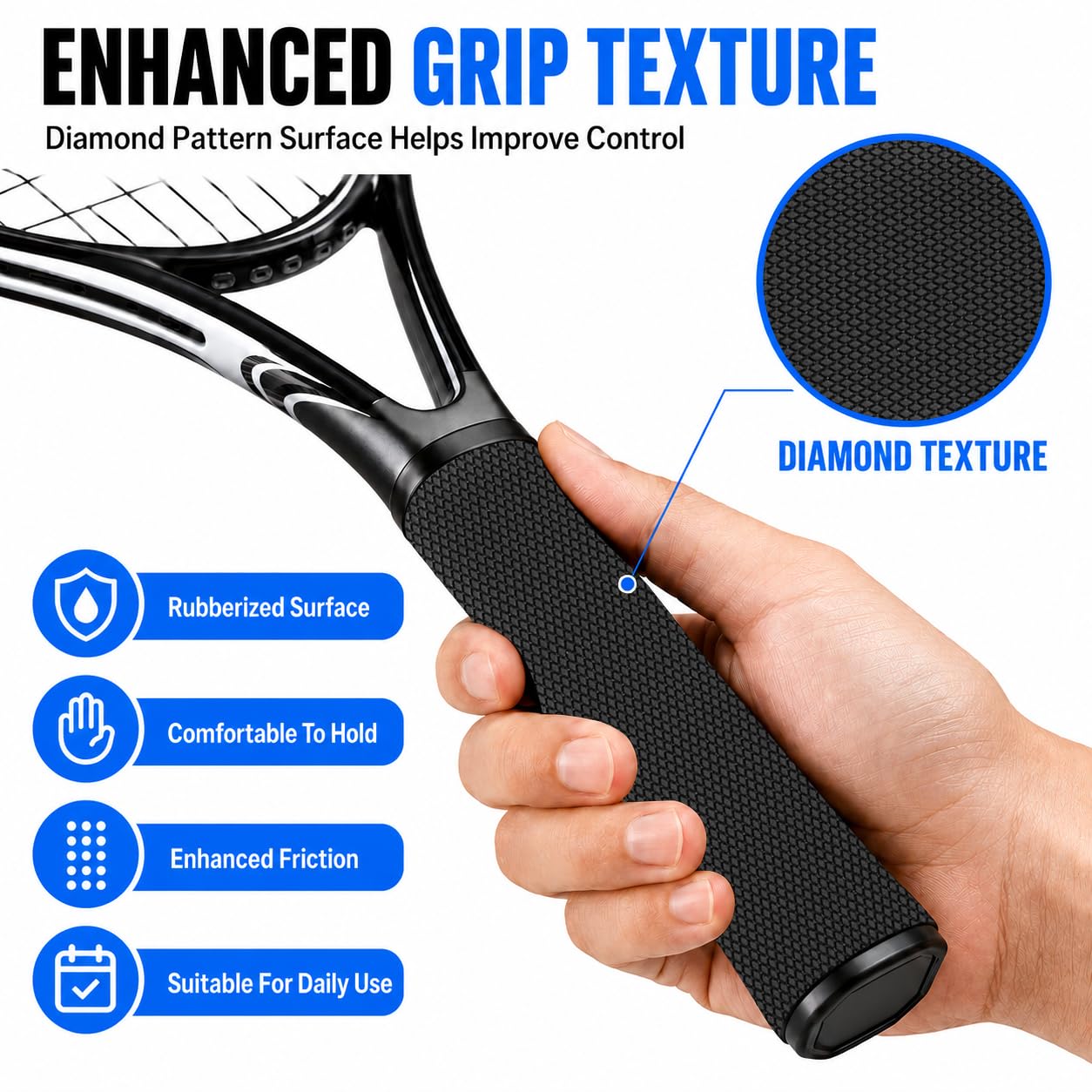 Rubber Grip Tape, 2" x 16.4 Ft Textured Non Slip Handle Wrap