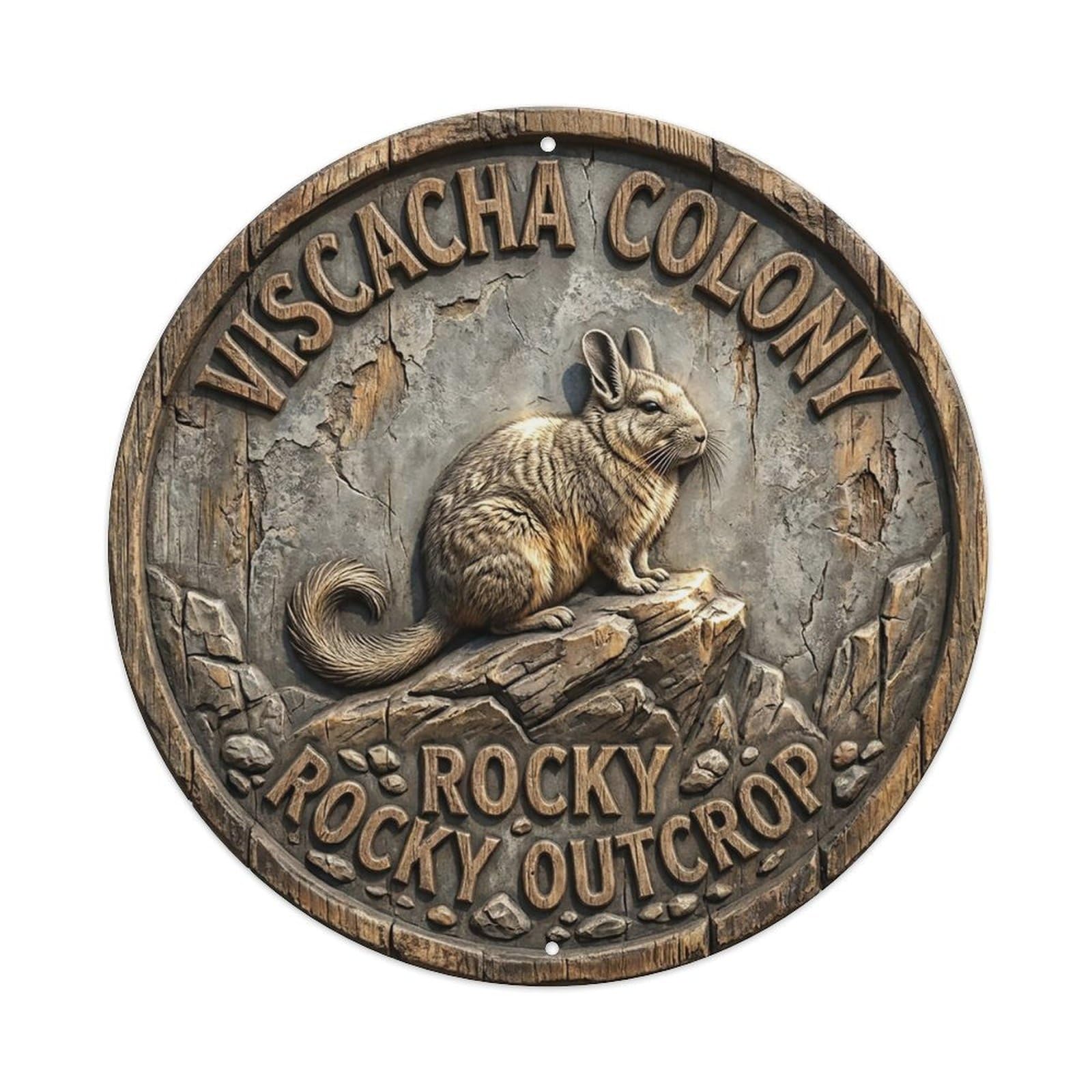 Cxhjca 8X8inch(20X20cm) Viscacha Colony Rocky Outcrop Metal Tin Sign