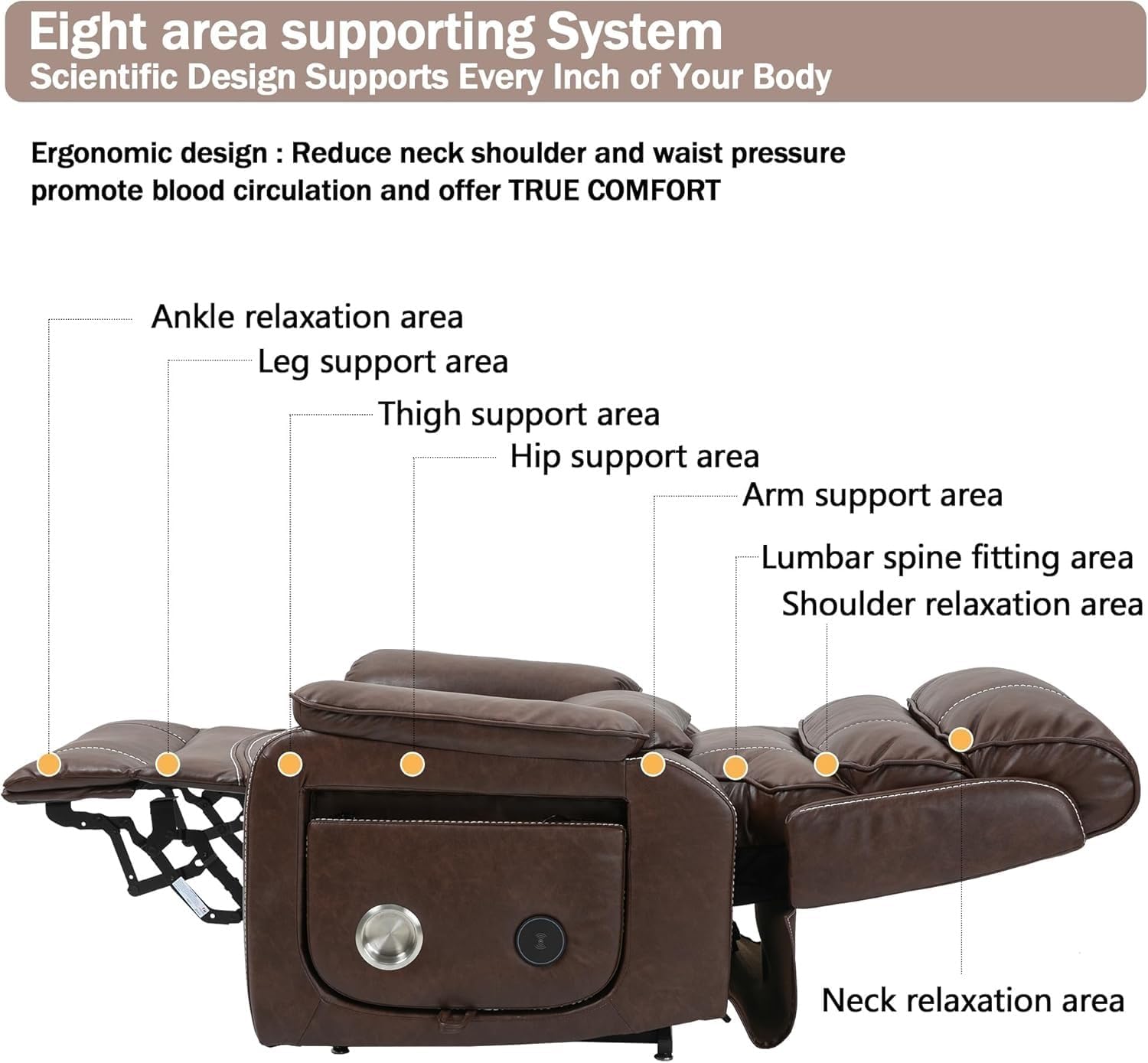 Breathable Leather Dual Motor Power Lift Recliner Chair for Elderly with Heat and Massage Large Lay Flat Lift Chairs for Seniors Infinite Position with USB Ports and Remote