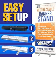 Vista 4 de Soporte de banner retráctil personalizado, 33 x 81 pulgadas, listo para 24 horas, pancartas y letreros personalizados portátiles para negocios