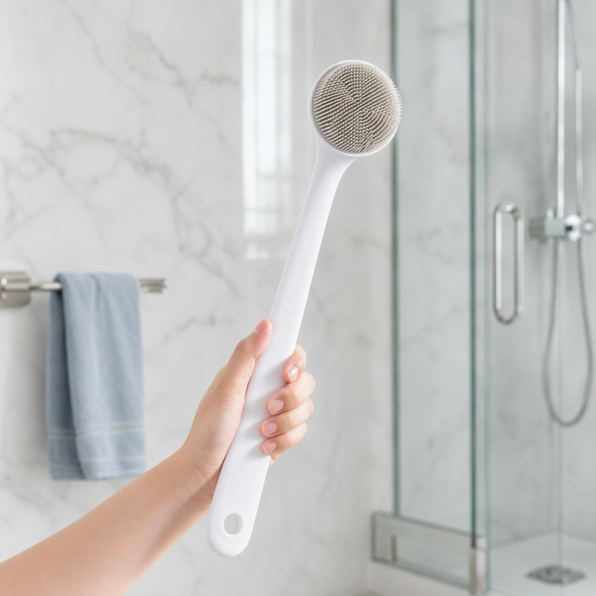 Housoutil 2 Piezas cepillo de silicona para fregar cepillo de baño de mango largo cepillo de exfoliación corporal cepillo de baño para la espalda fregadoras de limpieza de espalda limpio