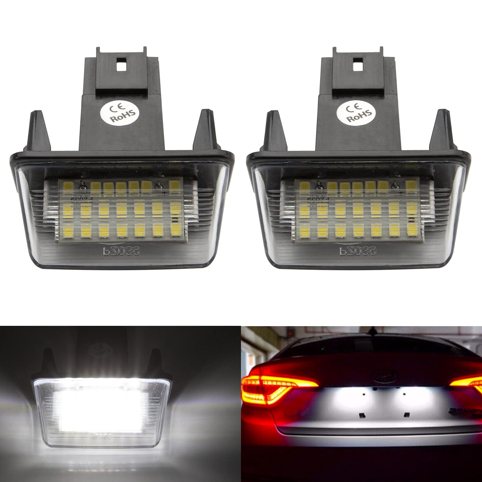 KASturbo 2pcs Lampada targa, luci targa a LED posteriore per 206 207 307 308 406 407 Partner C3 C4 C5 Berlingo 6340A3