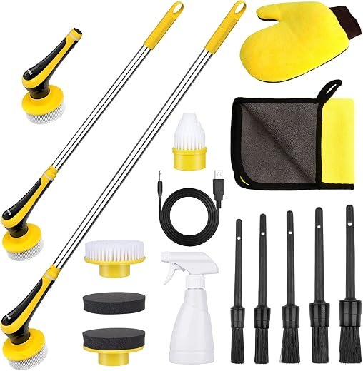 Bihhoo Electric Car Cleaning Tools 16PCS Car Detailing Brush Kit Cordless Spin Scrubber for Cleaning Automobile Interior, Exterior, Wheels, Dashboard,...